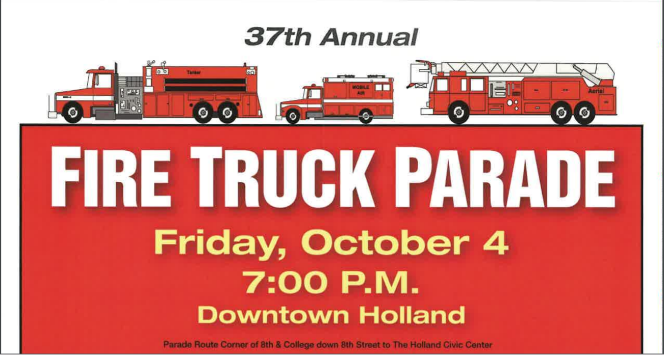 Fire truck Parade, Friday, Oct 4