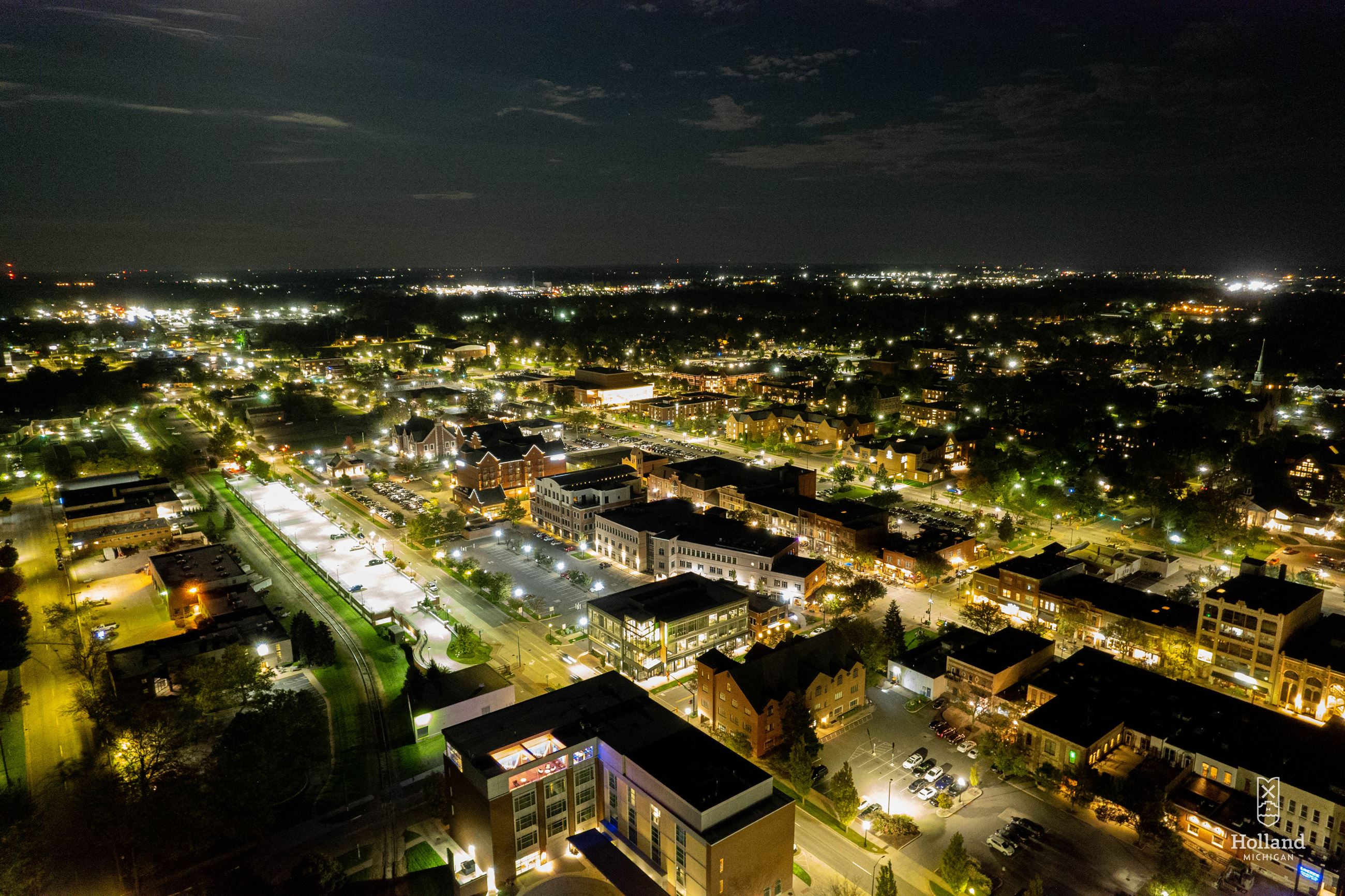 Night-time drone over Holland