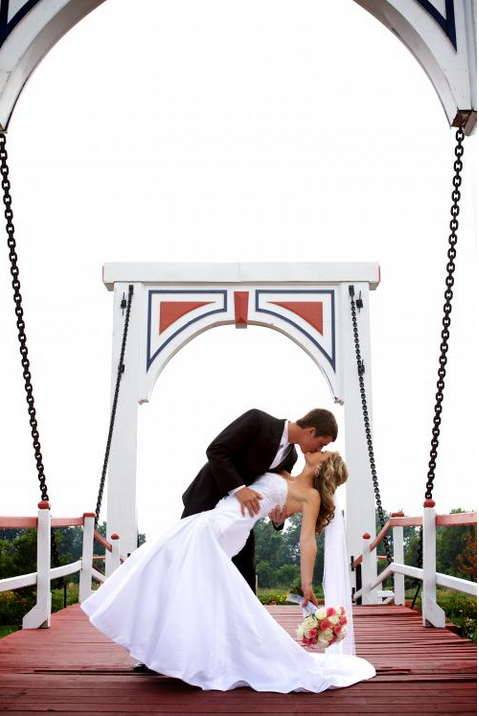 Wedding Couple Kissing on the Drawbridge