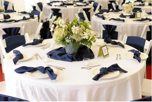 Reception Table Decorated in Blue Accents